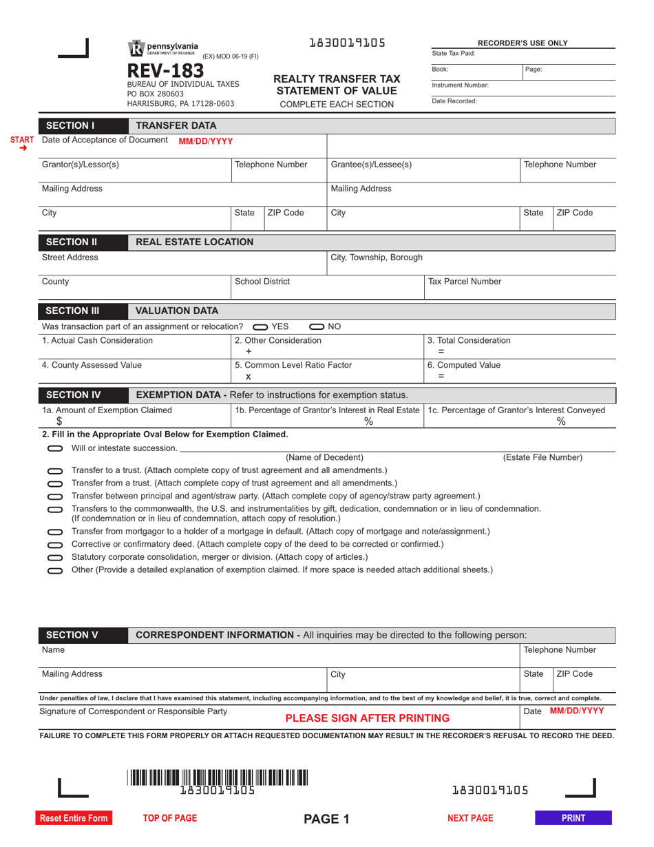 Form REV183 Fill Out, Sign Online and Download Fillable PDF