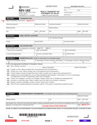Form REV-183 Realty Transfer Tax Statement of Value - Pennsylvania