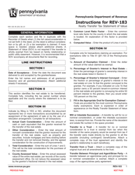 Form REV-183 Realty Transfer Tax Statement of Value - Pennsylvania, Page 3