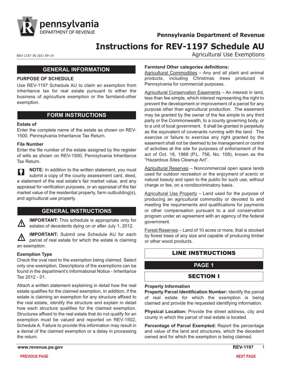 Form REV-1197 Schedule AU Agricultural Use Exemptions - Pennsylvania, Page 3