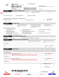 Document preview: Form REV-1737-A Inheritance Tax Return - Nonresident Decedent - Pennsylvania