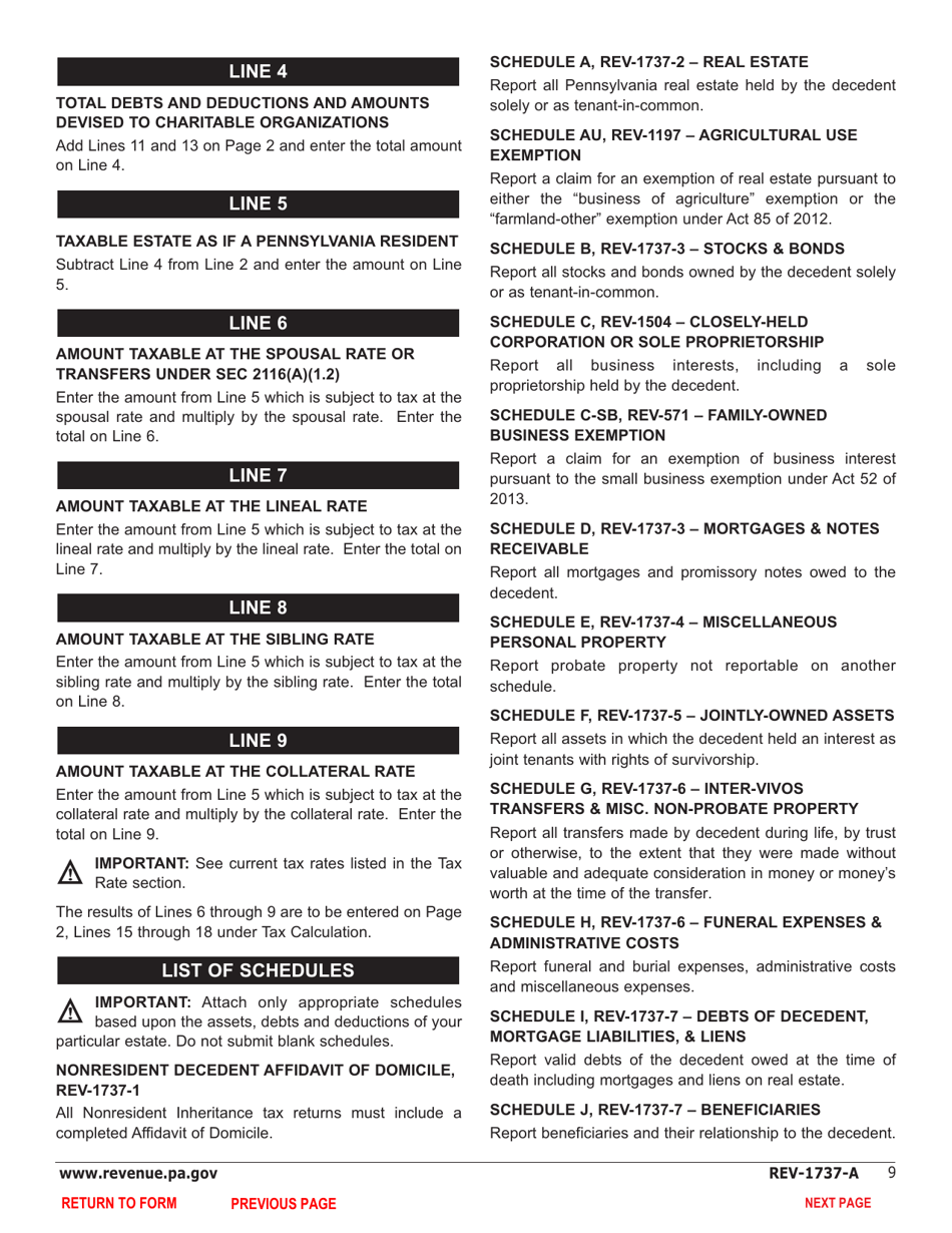 Form REV1737A Download Fillable PDF or Fill Online Inheritance Tax