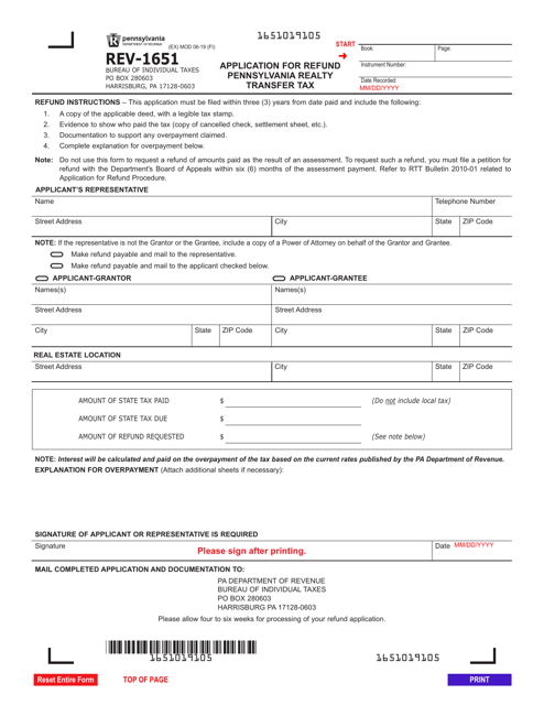 Form REV-1651  Printable Pdf