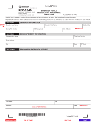 Document preview: Form REV-1846 Extension to File Pennsylvania Inheritance Tax Return - Pennsylvania
