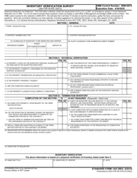 Document preview: Form SF-1423 Inventory Verification Survey