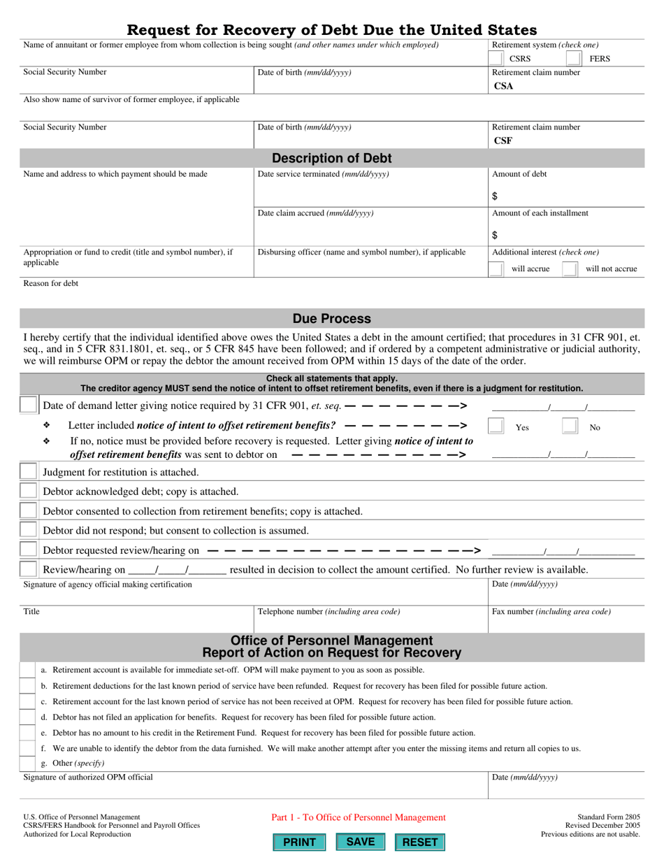 Form SF-2805 - Fill Out, Sign Online and Download Fillable PDF ...