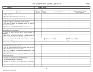 ADEM Form 37 &quot;Total Coliform Rule - Level 2 Assessment&quot; - Alabama