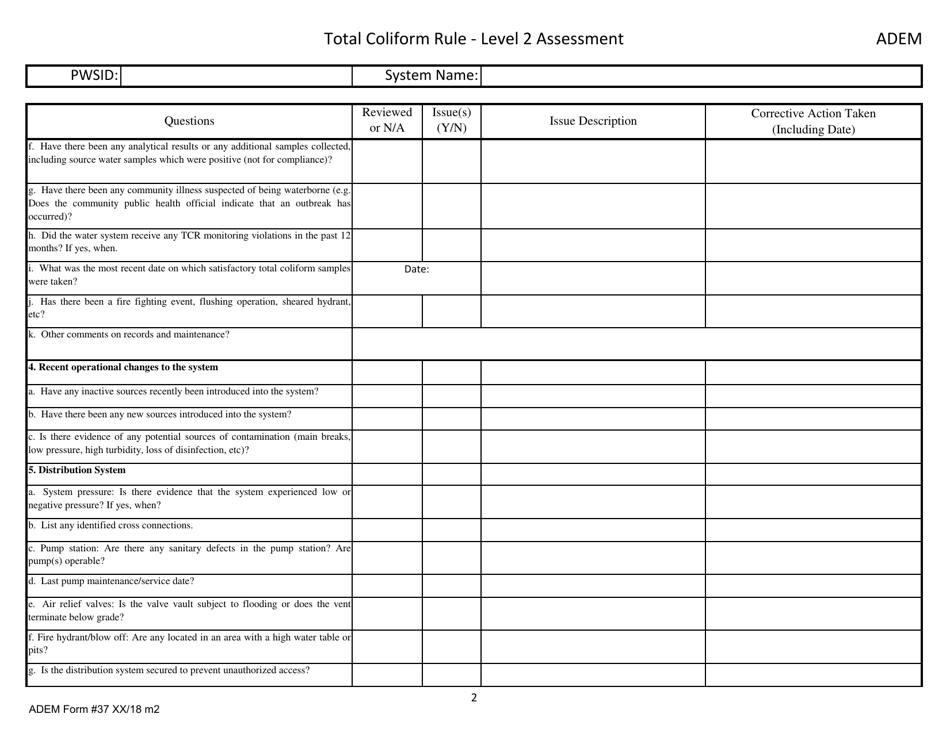 ADEM Form 37 - Fill Out, Sign Online and Download Fillable PDF, Alabama ...