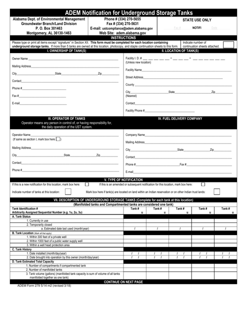 ADEM Form 279  Printable Pdf