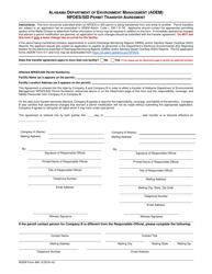 ADEM Form 466 Npdes/Sid Permit Transfer Agreement - Alabama