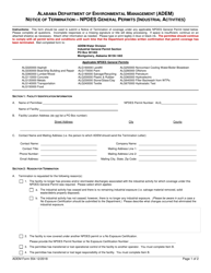 Document preview: ADEM Form 554 Notice of Termination - Npdes General Permits (Industrial Activities) - Alabama