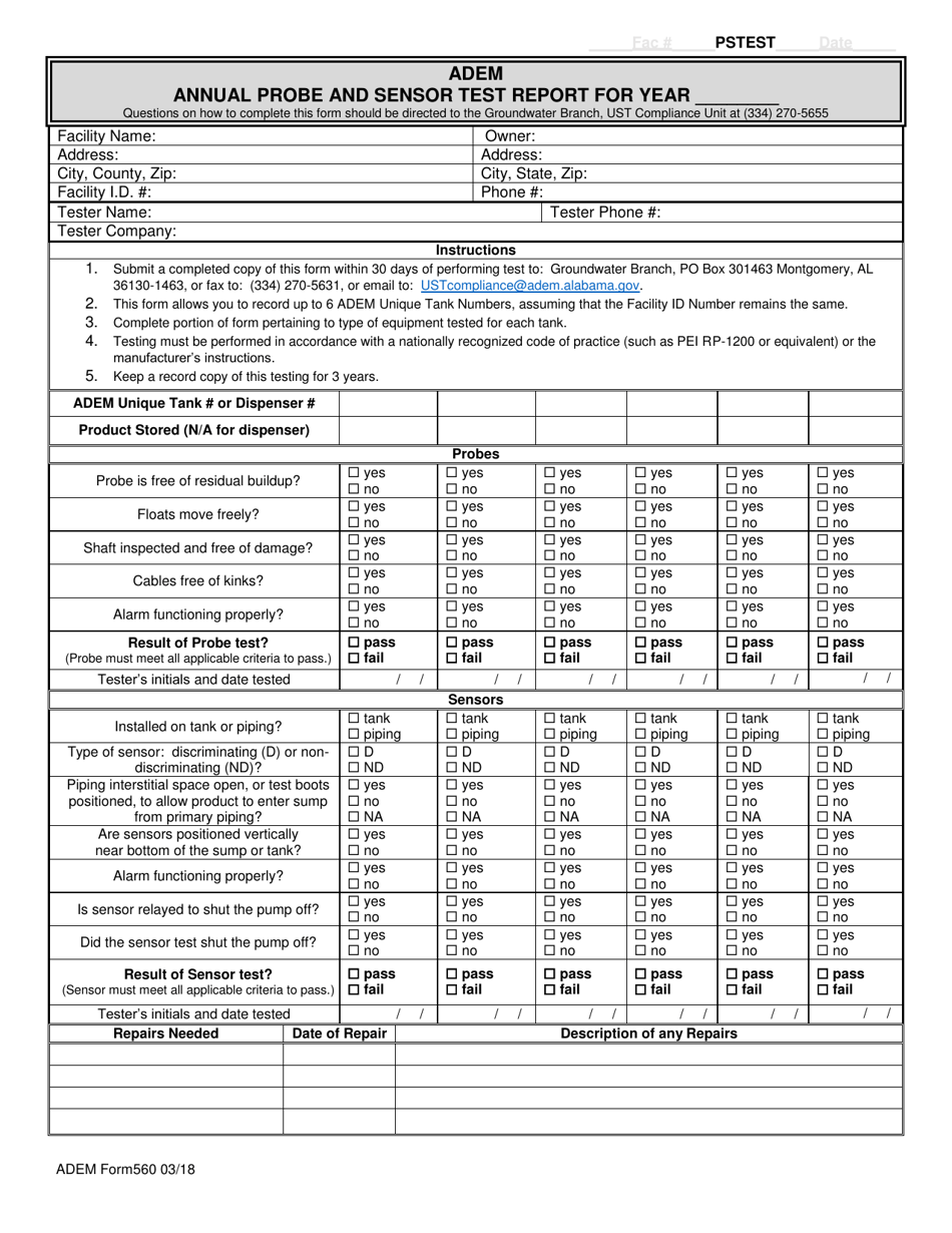 ADEM Form 560 - Fill Out, Sign Online and Download Printable PDF ...