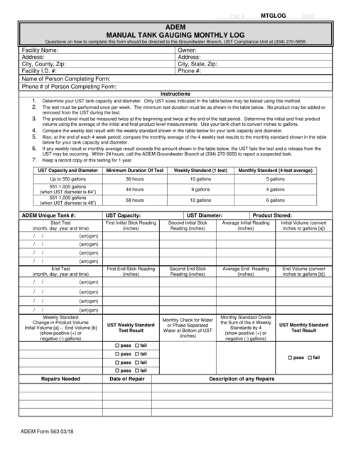 ADEM Form 563  Printable Pdf