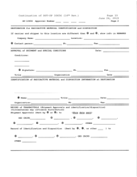 Form DOT-SP10656 Annex A Shipment Approval Form, Page 2
