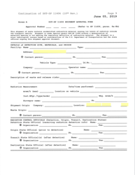 Form DOT-SP11406 Annex A &quot;Shipment Approval Form&quot;
