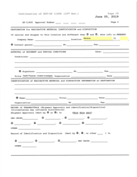 Form DOT-SP11406 Annex A Shipment Approval Form, Page 2