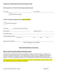 Correction to Name Reservation Certificate Request Form (Domestic or Foreign) - Alabama, Page 3