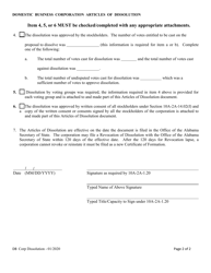 Domestic Business Corporation Articles of Dissolution - Alabama, Page 2