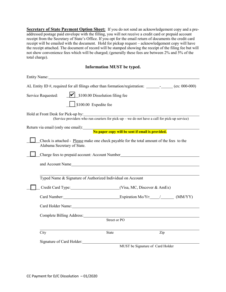 Domestic Business Corporation Articles of Dissolution - Alabama, Page 3