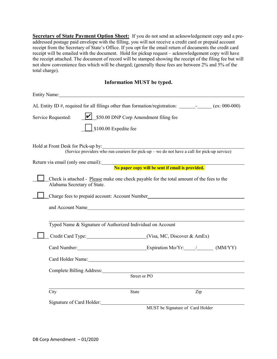 Domestic Nonprofit Corporation Amendment to Formation / Articles - Alabama, Page 4