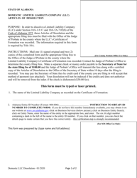 Domestic Limited Liability Company (LLC) Articles of Dissolution - Alabama