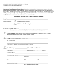 Foreign Limited Liability Company (LLC) Application for Registration - Alabama, Page 3