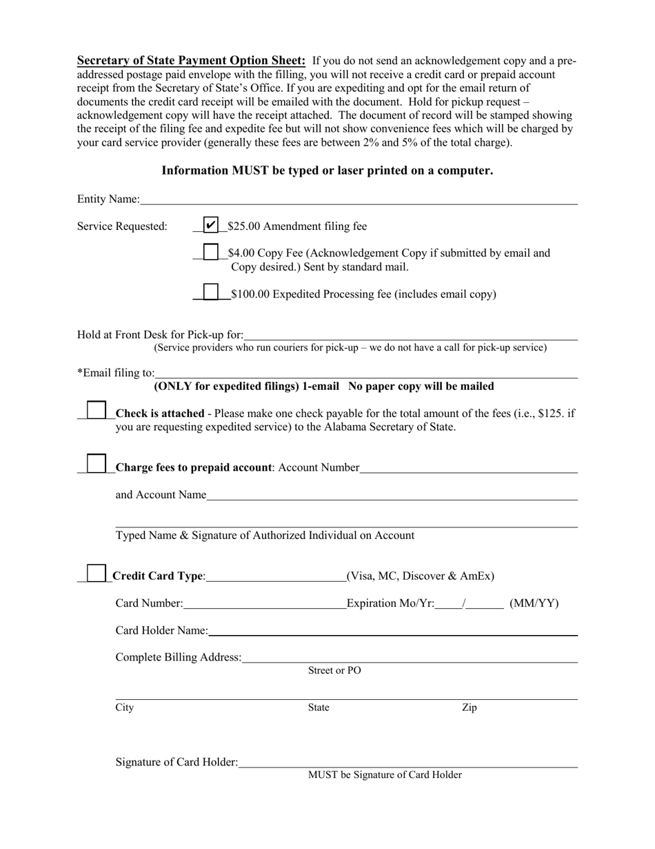 Foreign Limited Liability Company (LLC) Amendment to Registration - Alabama, Page 3