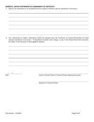 Domestic Limited Partnership (Lp) Amendment of Certificate of Lp - Alabama, Page 2