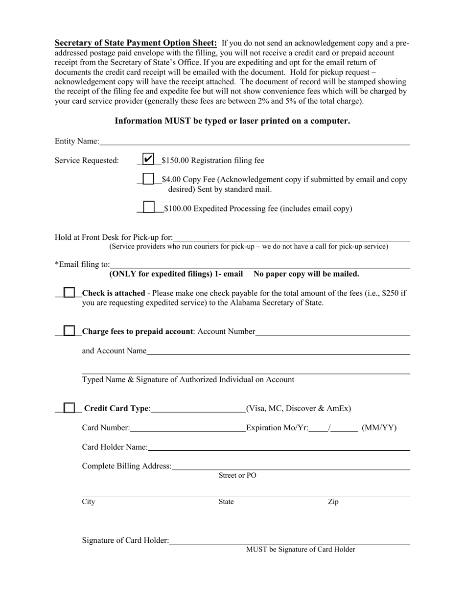 Foreign Limited Partnership (Lp) Statement of Authority - Alabama, Page 3