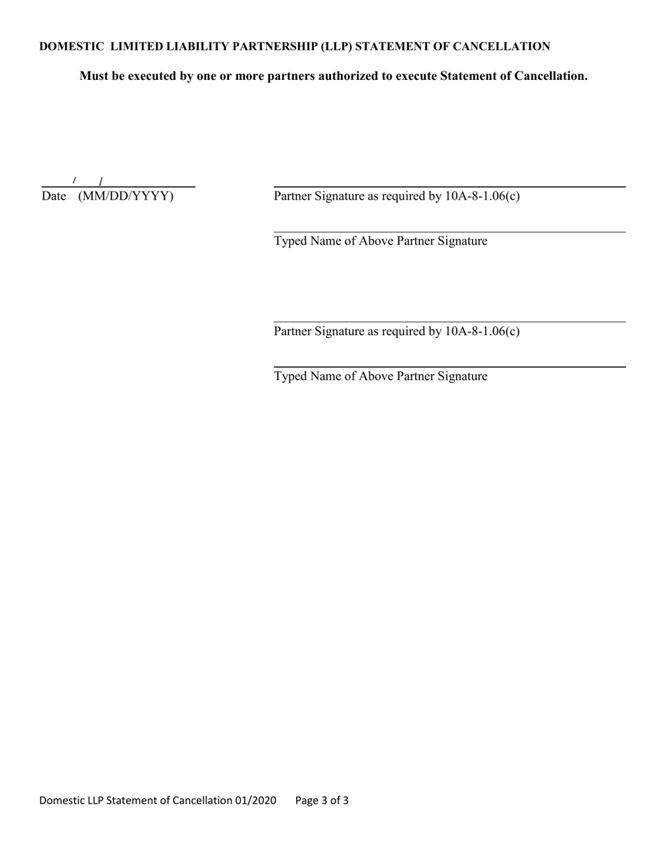 Domestic Limited Liability Partnership (LLP ) Statement of Cancellation - Alabama, Page 3