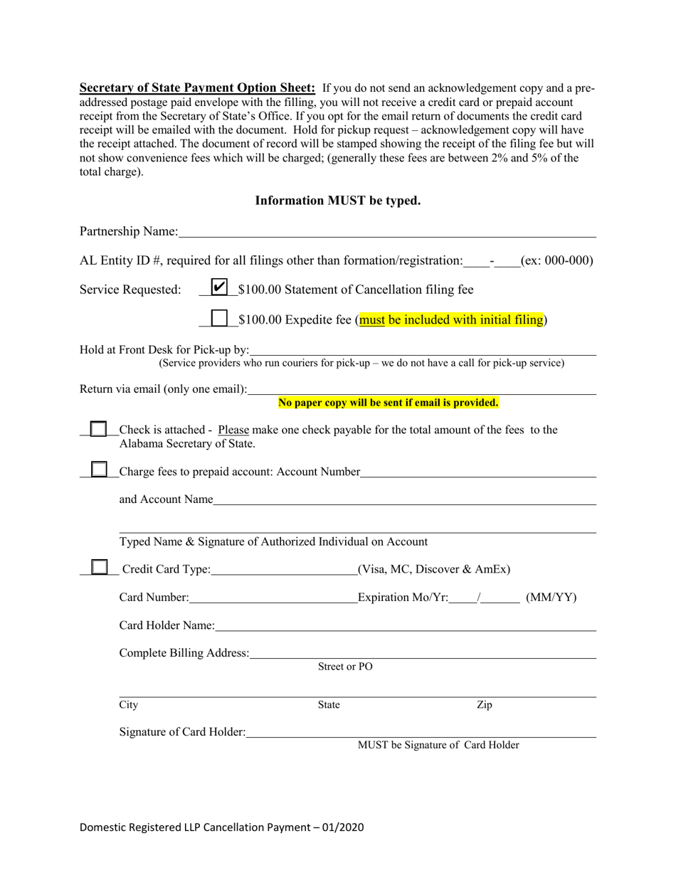 Domestic Limited Liability Partnership (LLP ) Statement of Cancellation - Alabama, Page 4