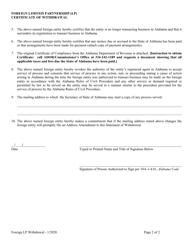Foreign Limited Partnership (Lp) Statement of Withdrawal - Alabama, Page 2