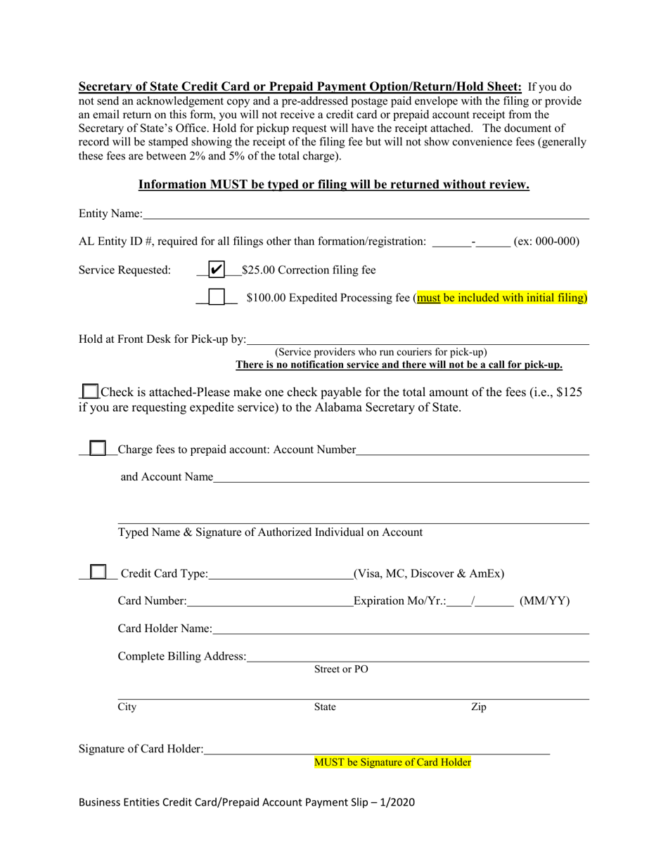 Domestic Limited Liability Limited Partnership (Lllp) Statement of Correction - Alabama, Page 2
