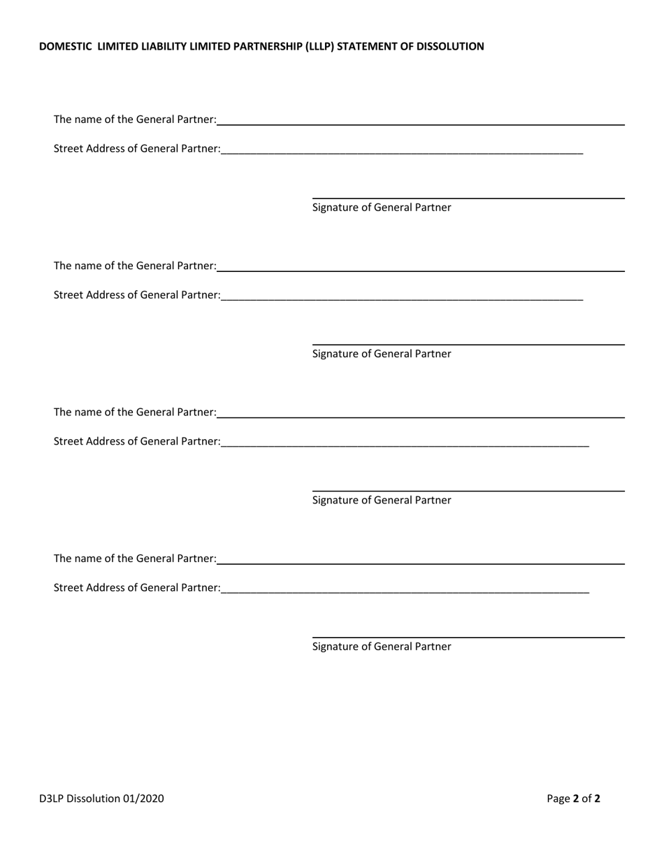 Domestic Limited Liability Limited Partnership (Lllp) Statement of Dissolution - Alabama, Page 2