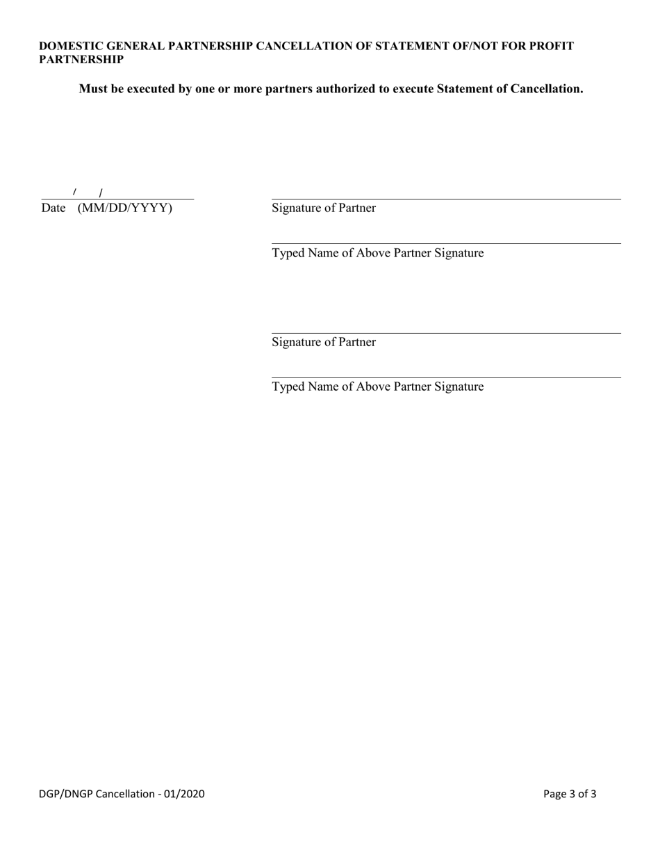 Domestic General Partnership Cancellation of: Statement of Partnership (Gp) / Statement of Not for Profit Partnership - Alabama, Page 3