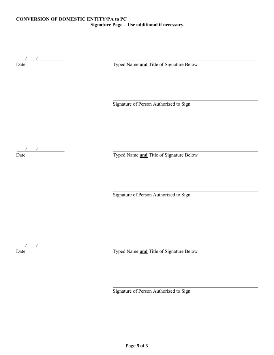 Conversion of a Domestic Entity - Professional Association to Professional Corporation - Alabama, Page 3
