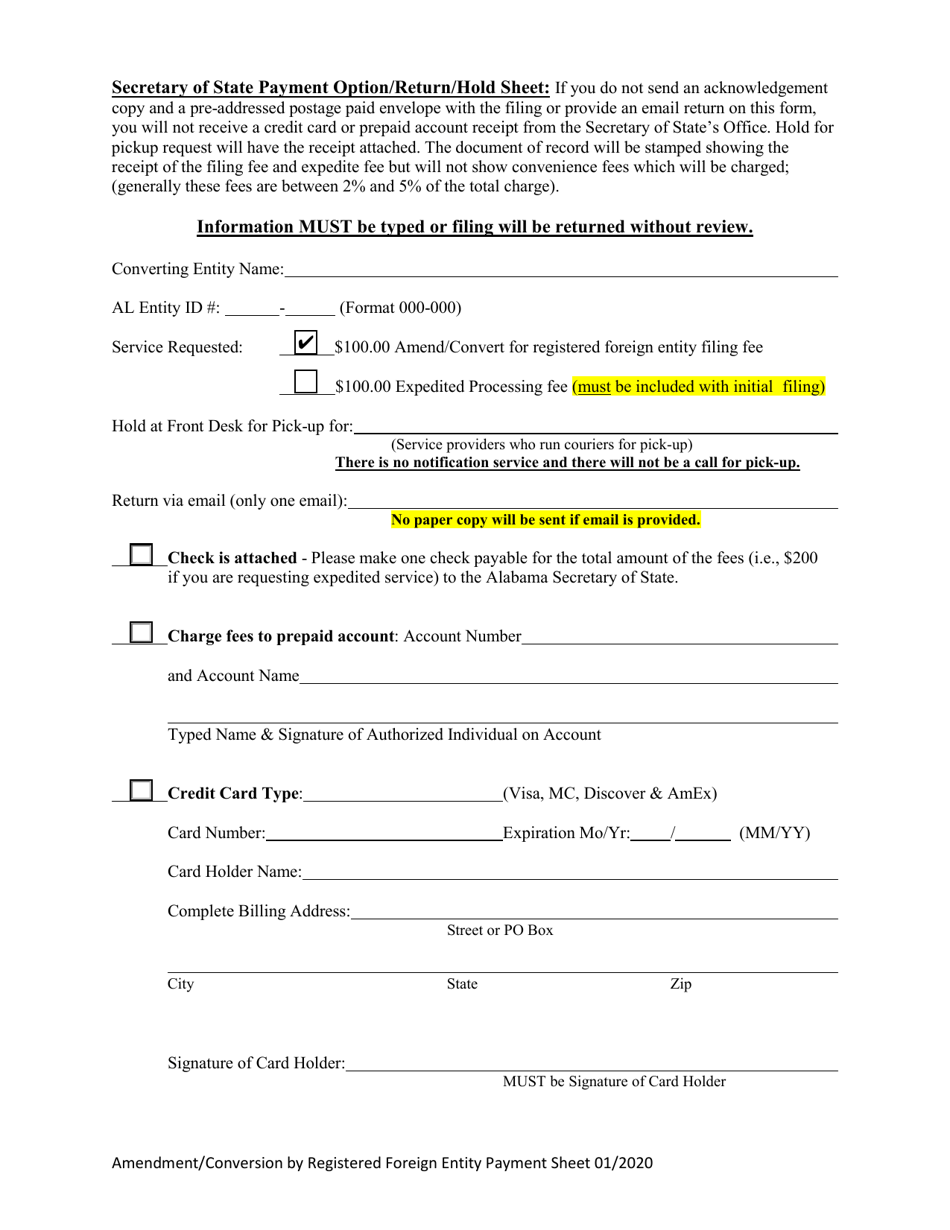 Foreign Conversion Filing: Amendment of Foreign Entity Filing Type - Alabama, Page 4