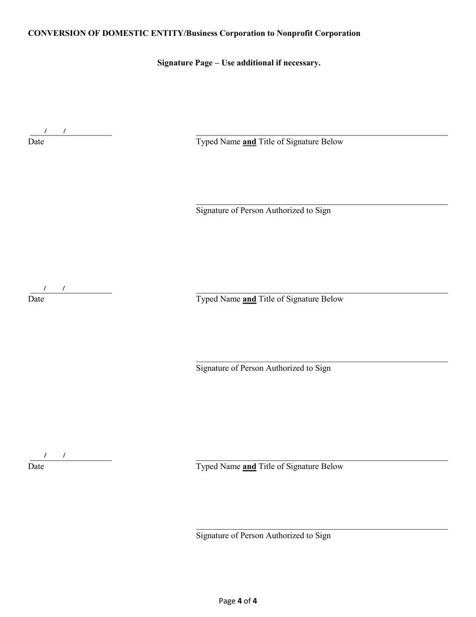 Conversion of a Domestic Entity - Business Corporation to Nonprofit Corporation - Alabama, Page 4
