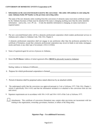 Conversion of a Domestic Entity - Corporation to Professional Corporation - Alabama, Page 2