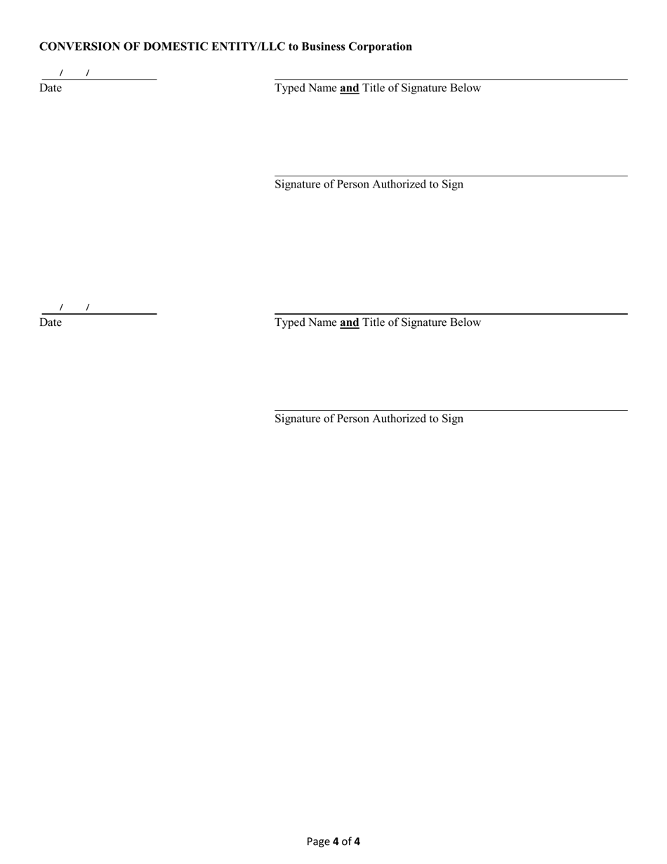 Conversion of a Domestic Entity - Limited Liability Company to Business Corporation - Alabama, Page 4