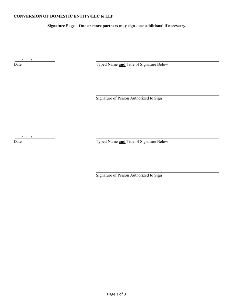 Conversion of a Domestic Entity - Limited Liability Company to Limited Liability Partnership - Alabama, Page 3