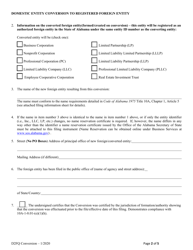 Domestic Entity Conversion to Registered Foreign Entity - Alabama, Page 2