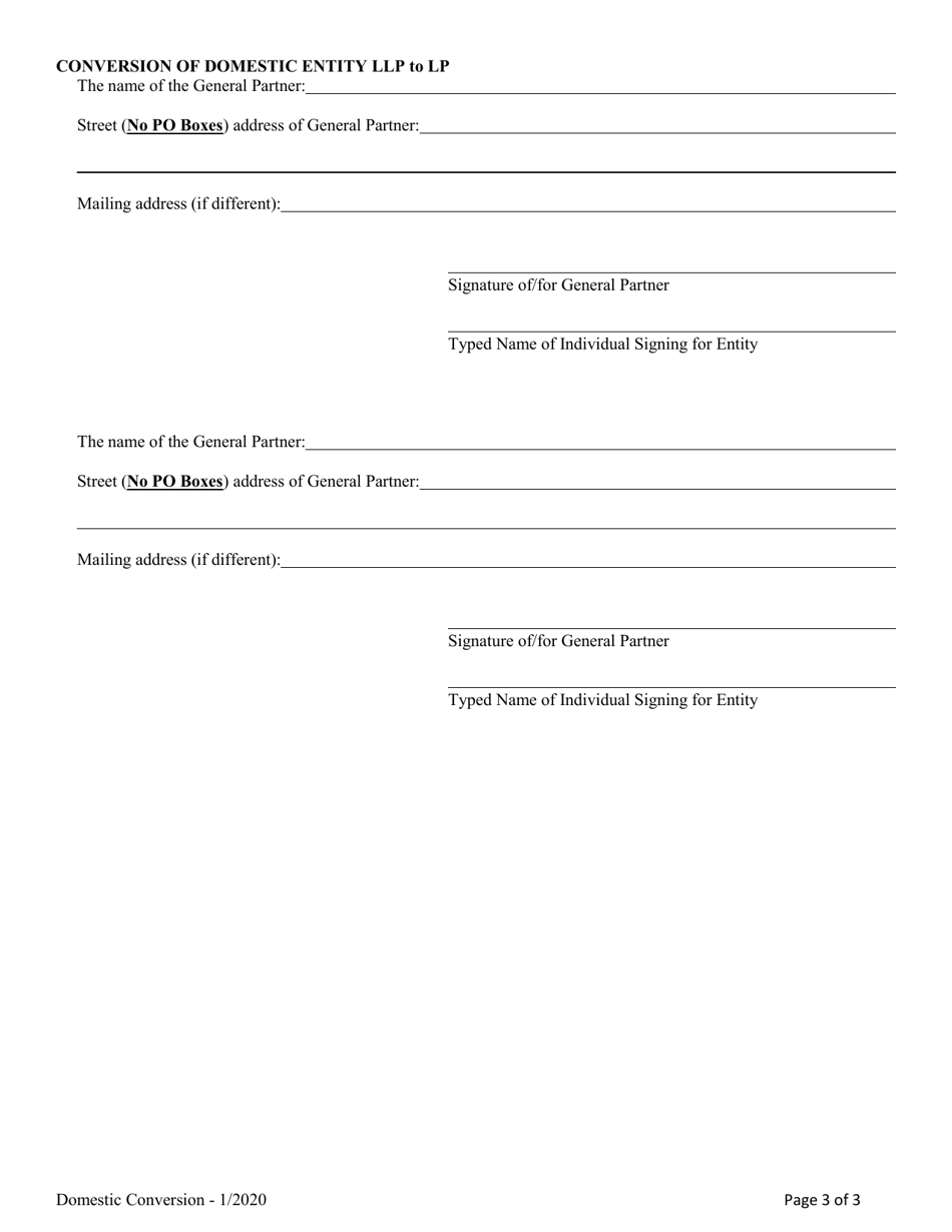 Conversion of a Domestic Entity - LLP to Lp - Alabama, Page 3