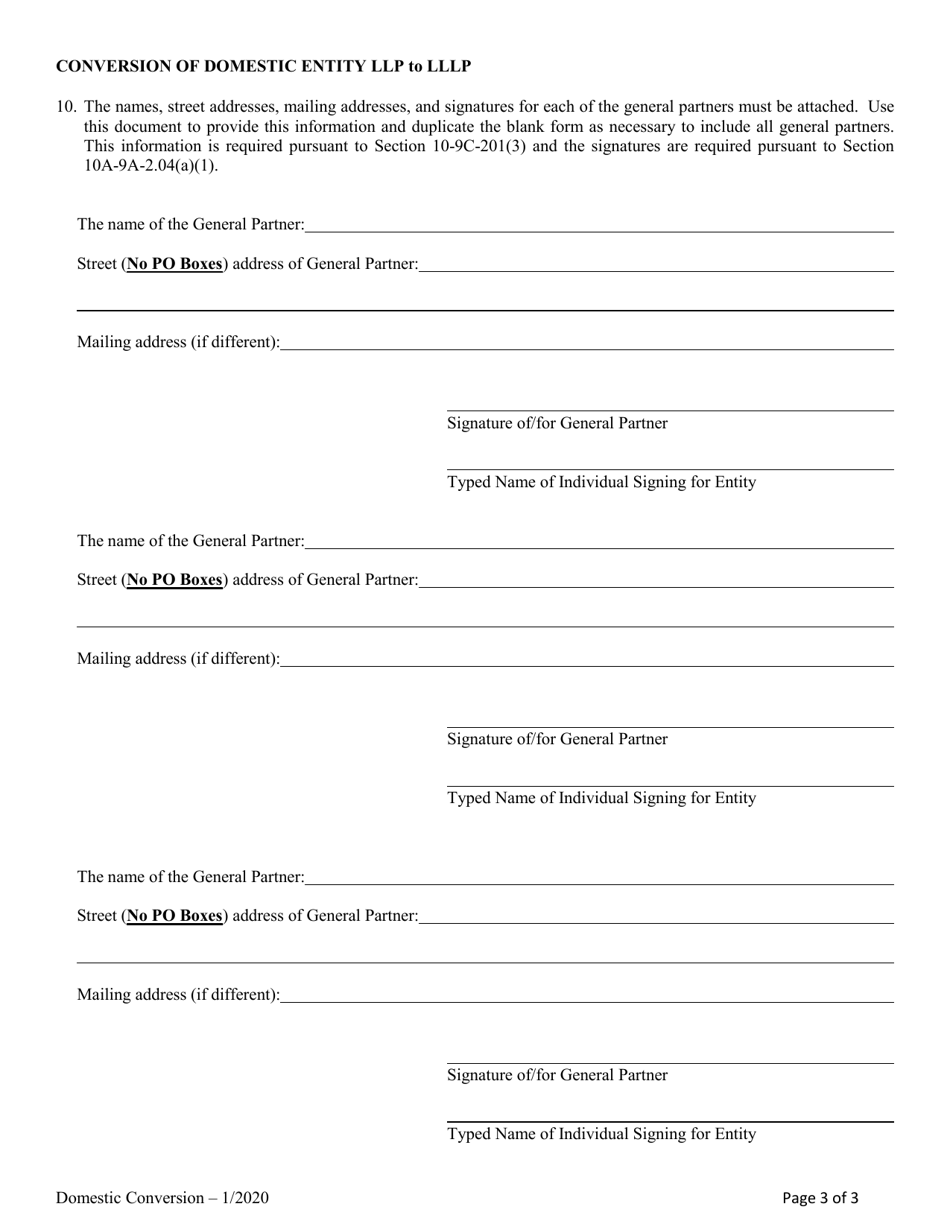 Conversion of a Domestic Entity LLP to Lllp - Alabama, Page 3
