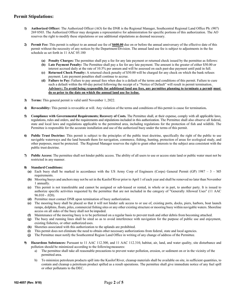 Form 102-4057 Kasilof River Mooring Buoy-General Permit - Alaska, Page 3