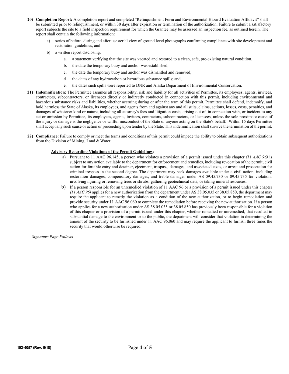 Form 102-4057 Kasilof River Mooring Buoy-General Permit - Alaska, Page 5