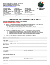 Document preview: Form 102-4048 Application for Temporary Use of Water - Alaska