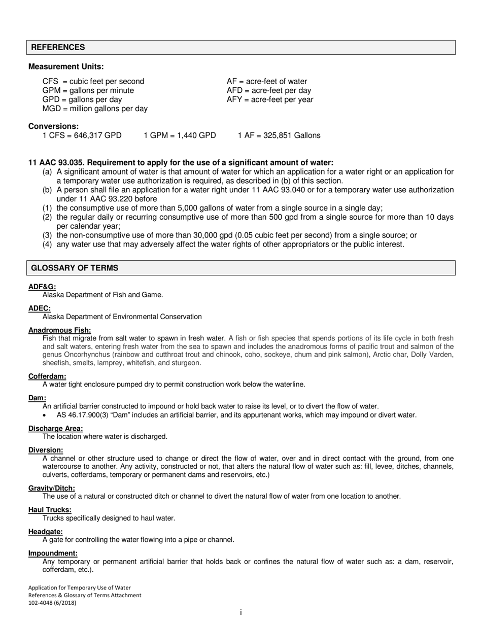 Form 102-4048 Application for Temporary Use of Water - Alaska, Page 11