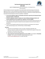 Form 05-20-009 Level 1 &amp; 2 Test Security Agreement - Alaska