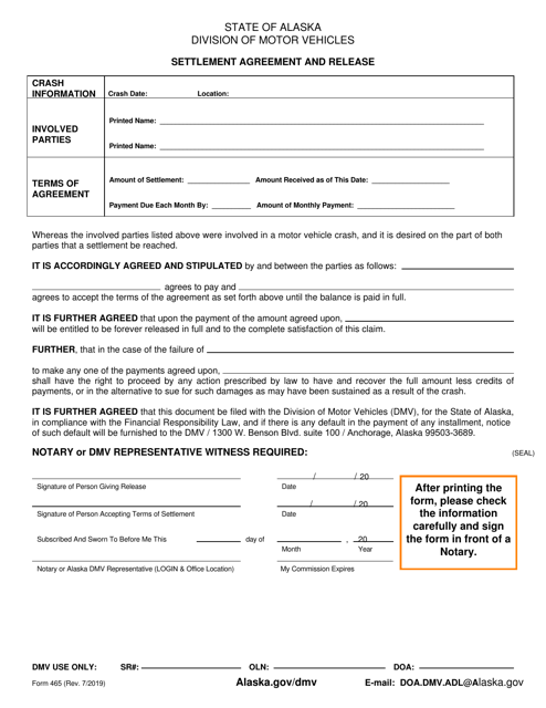 Form 465  Printable Pdf